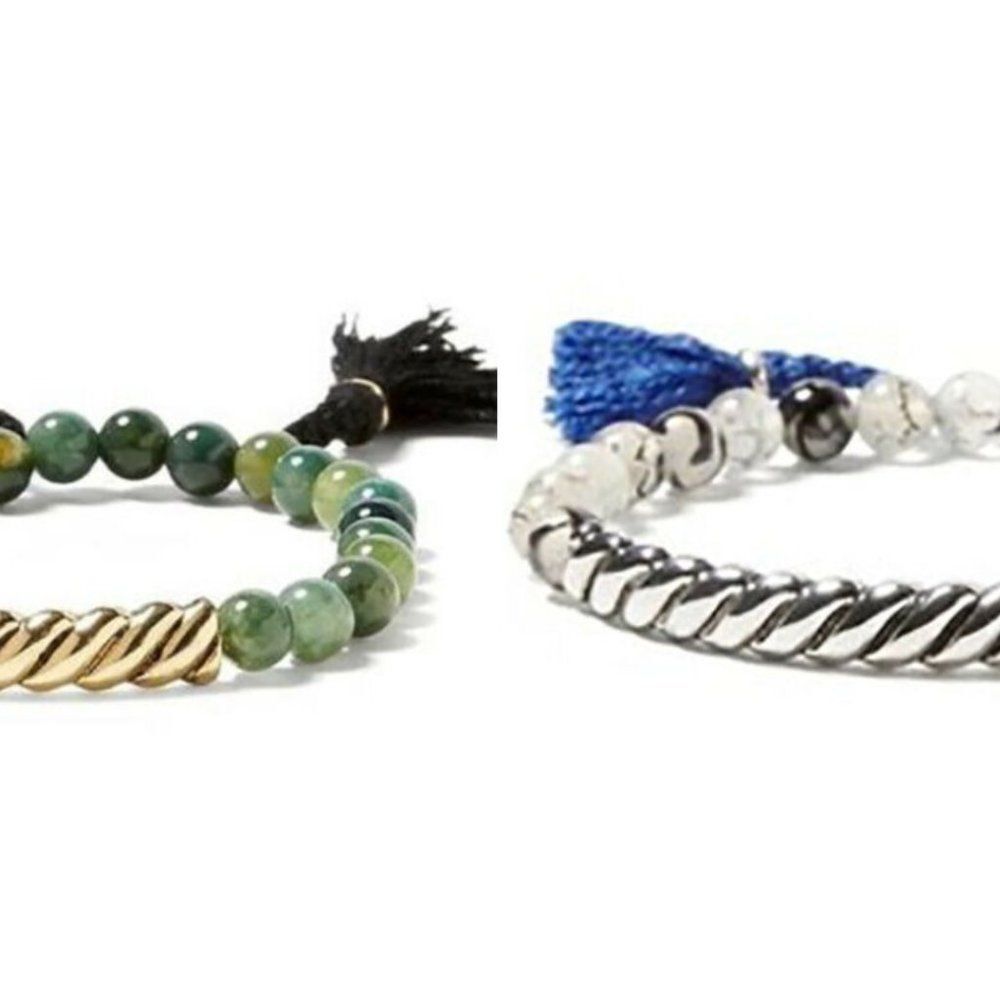 Banana Republic Braided Tassel Speckled marble Bracelet Set of 2 PC NWT 44 Ea